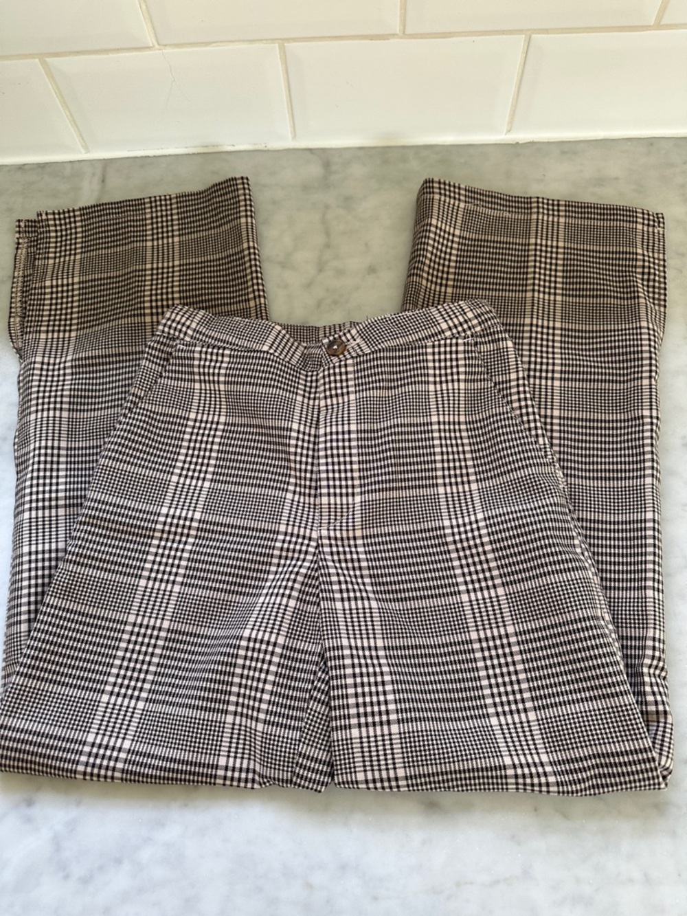 H&M Girls Brown Plaid Pants Size 10